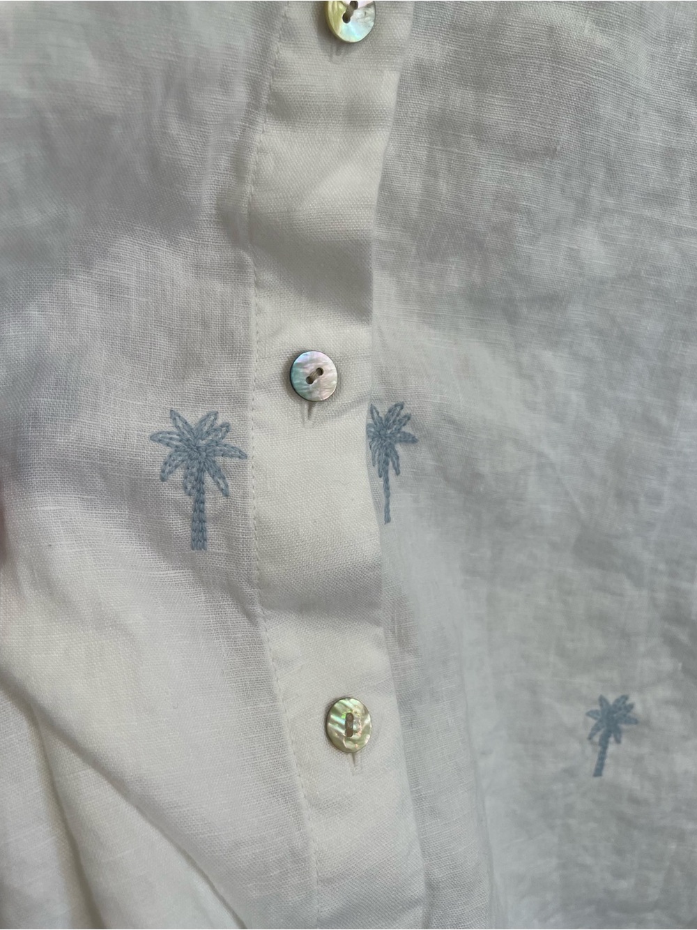 Tommy Bahama Linen Palm Embroidered Point Collar Long Sleeve Button Front Shirt - Picture 7 of 7